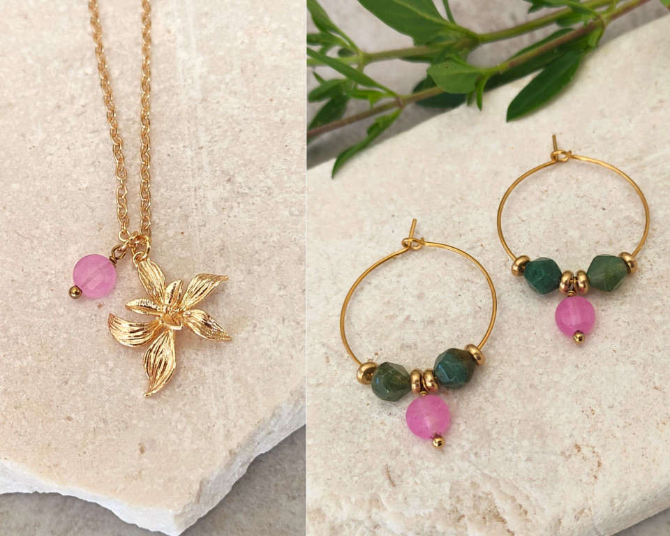 שרשרת נרקיס ועגילי ענבל